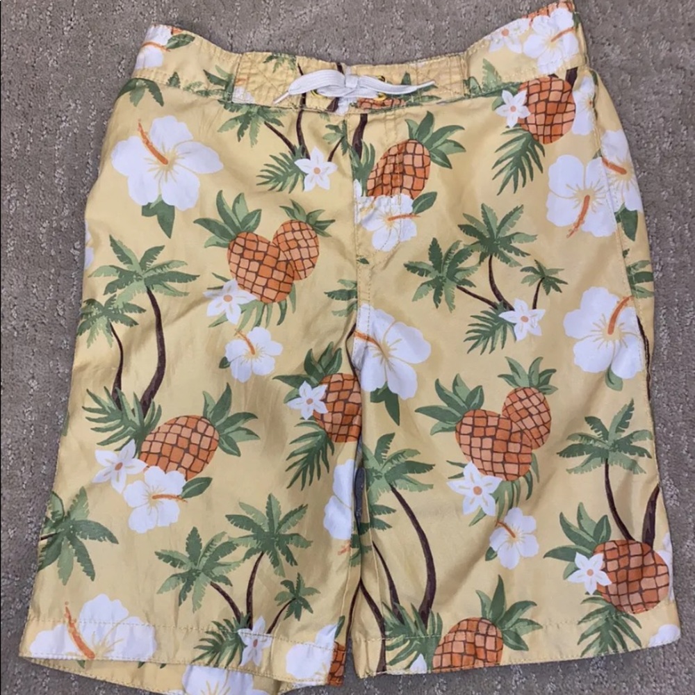 Gymboree 2011 Island Hopper Yellow Pineapple Palm Tree Swim Shorts Trunks Size 7